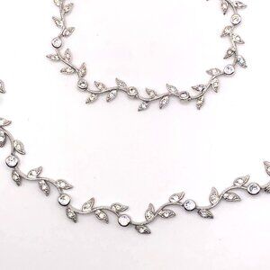 NADRI Silver-Tone Vine Leaf Crystal Necklace & Bracelet Set